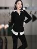 2026 Spring Fashion Korean Color-Block Patchwork Two-Piece Long Sleeve Women's Shirt