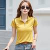 T-shirt estiva da donna slim con mezza zip e maniche corte