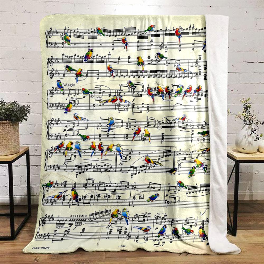 Parrot Music Note Blanket Bedroom Blanket for Livingroom Couch Lunch Break Soft Throw for Friend's Festival Gift