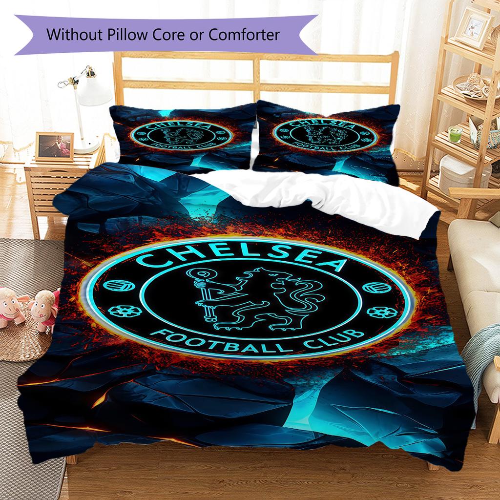 Chelsea logo Pattern Bedding Quilt Set Quilt Cover Pillowcase Home Decoration Birthday Gift (1 * duvet cover + 2 * pillowcase, without core)