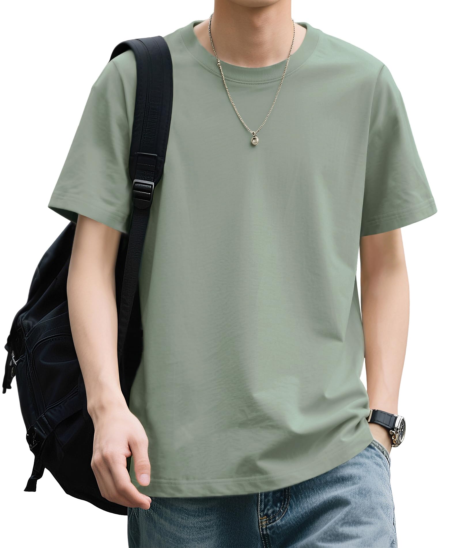 

Однотонная летняя толстая короткая круглая УФ-защита для рыбалки и работы Мягкая и удобная сероватая [HIBETY] Мужская футболка, Ткань, Рукав, Вырез, 100% хлопок,