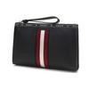 Bally Classic Red And White Striped Leather Zipper Wallet Clutch Men Wallets Black HAIG-10