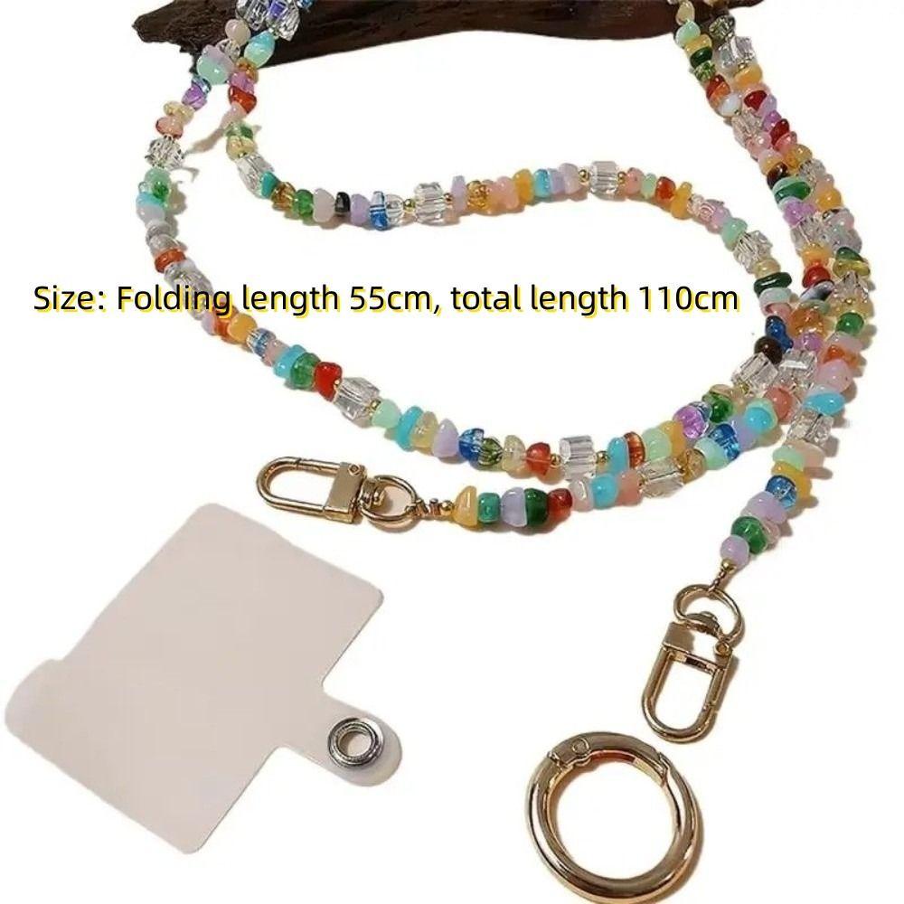 Adjustable Crossbody Lanyard Strap Gravel Bead Anti-Theft Lanyard Durable Mobile Phone Lanyard