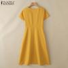 ZANZEA Women Summer Round Neck Short Sleeve Casual Floral Embroidery Dress