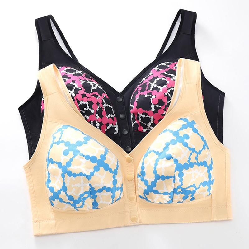 CINOON Women Plus Size Front Closure Wireless Bra Printed High Elastic Straps Breathable Brassiere L-6XL Push Up Sexy Lingerie