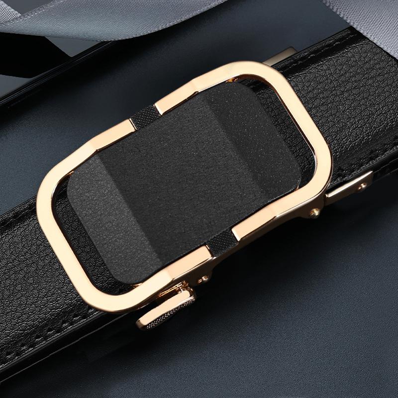 New Style of Men's Genuine Leather Belt Automatic Buckle Leather Belt Business Versatile Casual and Simple Middle Aged and Young Belt Men