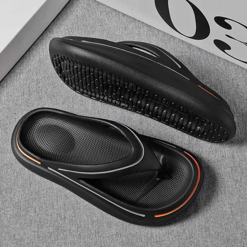 Men Thick Platform EVA Flip Flops Non-slip Soft Cushioned Sandals Summer Outdoor Beach Casual Comfort Open Toe Walking Slippers 43 чёрный
