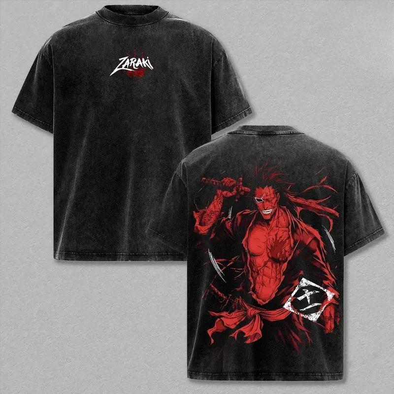 Grimmjow Jaegerjaques BLEACH Graphic T Shirt Men Short Sleeve Cotton Tshirts Vintage Washed Tee Harajuku Male Oversized T-shirt