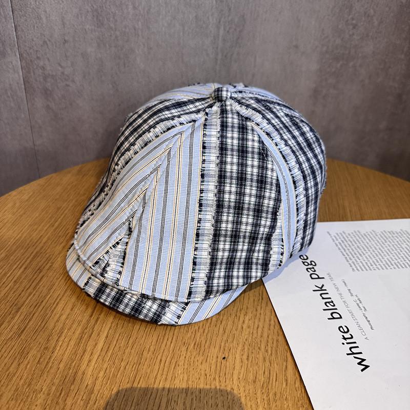 Retro Uk Patterned Beret Cap For Men And Women With Breathable Sunshade Cotton Summer Wear