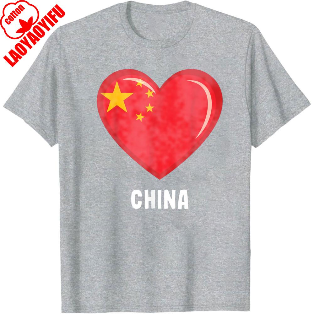 Love China Flag Heart Design Men TShirt Cotton Regular Fit for Casual Unisex Wear and Gifts Apparel Fashion T Shirt