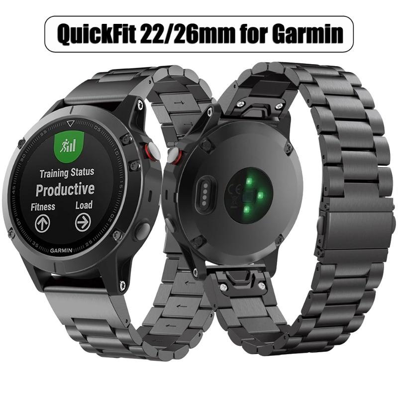 Quickfit Stainless Steel Watch Strap + Protection Case for Garmin Tactix 8 Instinct 3 Descent G2/G1
