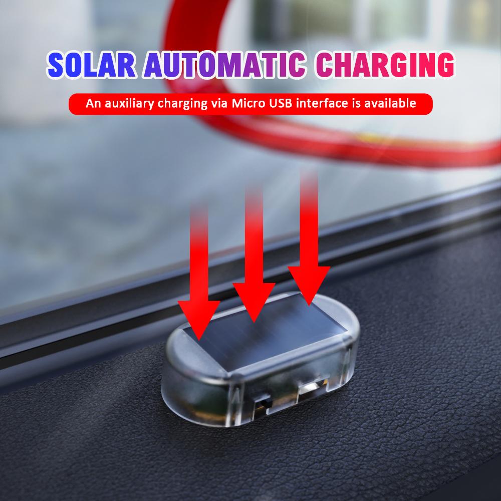 Car Solar Powered Security Strobe Light Dummys Alarm Wireless Warning Anti-Theft Caution Lamps Imitation LED Flashing