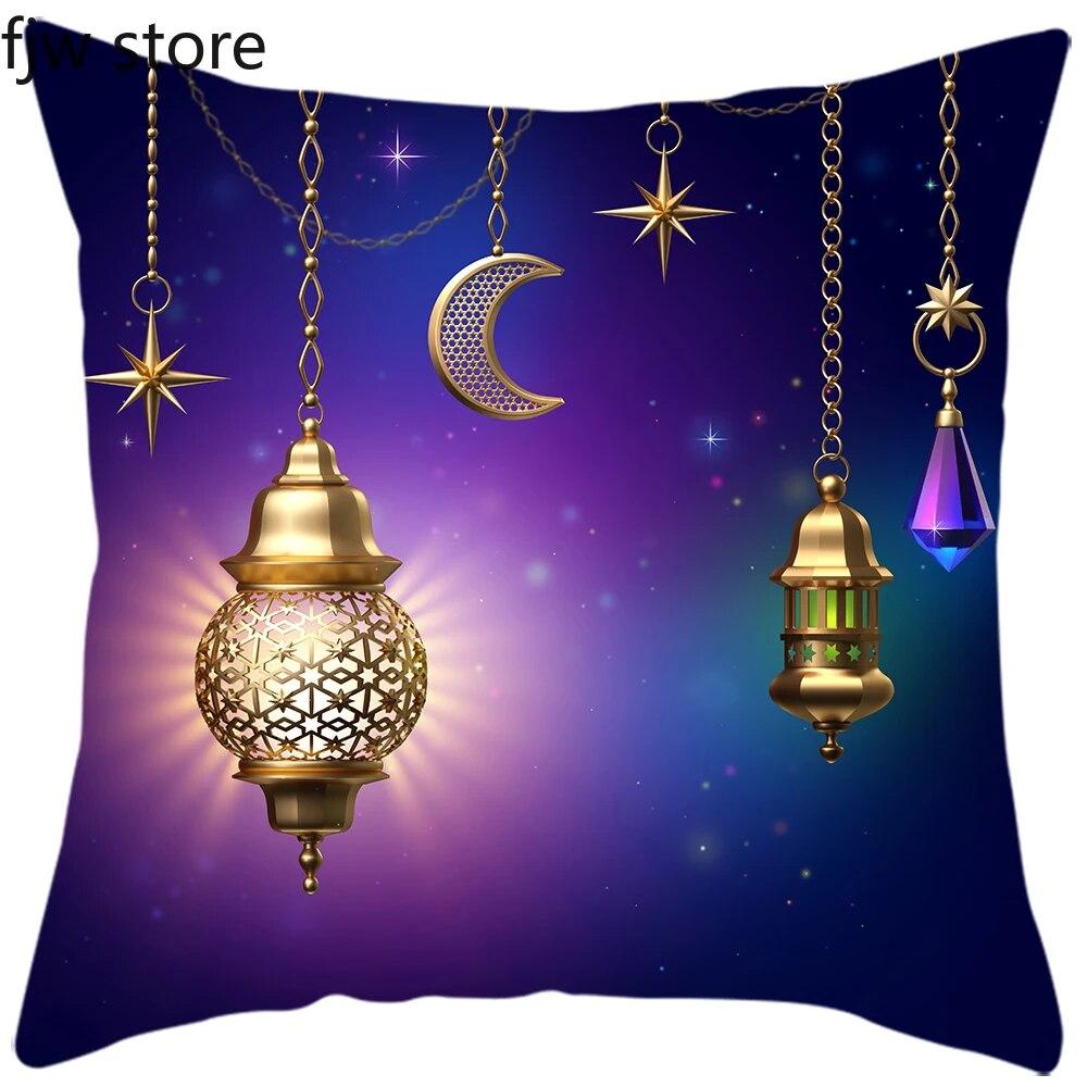 2024 New Eid Al Fitr Home Decoration Pillowcases Islamic Muslim Ramadhan Pillowcases Mosque Decorative Pillowcases