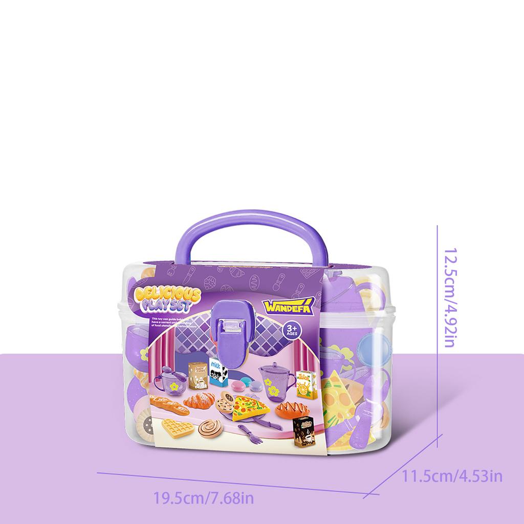 25Pcs Family Kitchen Utensils, Tea Set, Plaything For Kids Storage Box, Afternoon Tea, Desserts, Food, Children'S Set