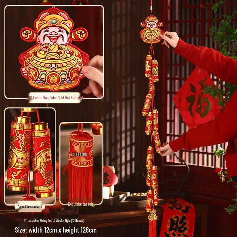 2026 Spring Festival Hanging Decorations: New Year Firecrackers, Lucky Bag, Chili, and Lantern Ornaments for Your Living Room