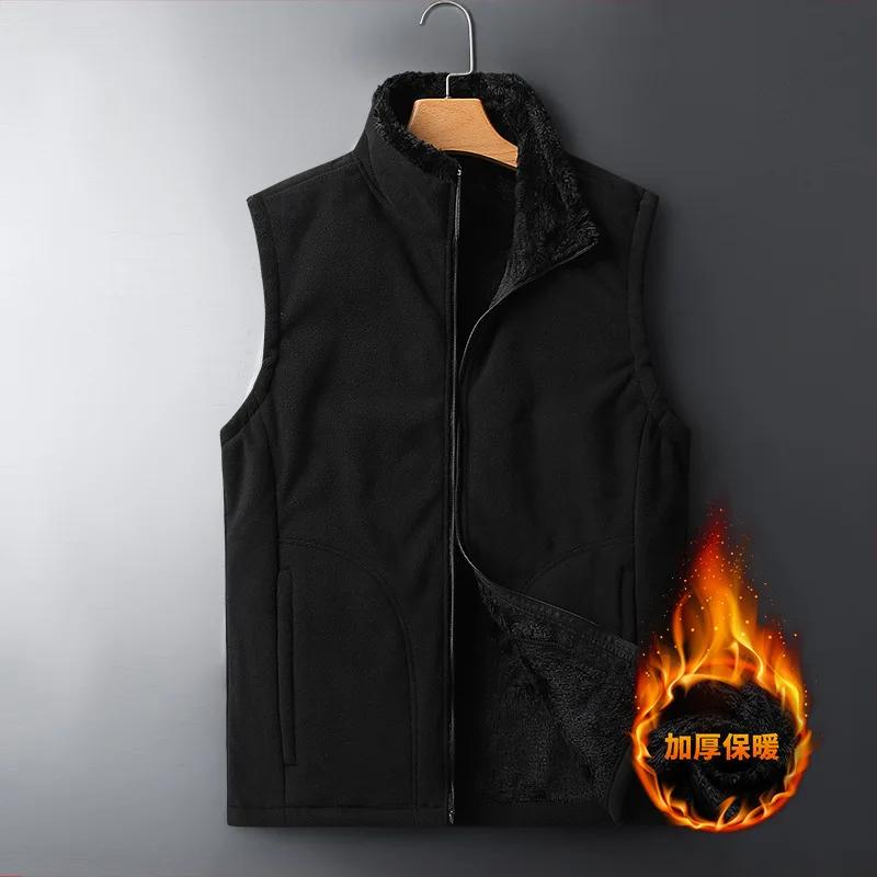 Vest Velvet Wool Gilet Autumn Winter Casual Sleeveless Jacket Men Warm Fleece Mens Vest Jacket Thick Sleeveless Men's