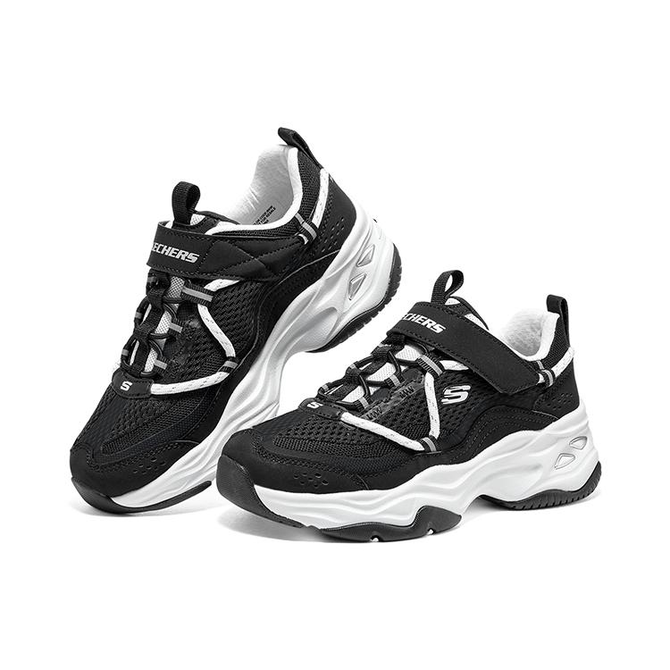 Skechers Girls Cushioning Low top Kids Lifestyle Shoes Black White Kids' 302587L-BKW