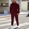 Men's And Women's Solid-color Casual Set. Men's Long-sleeved Hooded, Fleece And Thickened Sweatshirt And Pants Two-piece Set