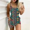 Vestido Bodycon Sem Mangas com Estampas Retro de Verão Novo com Bolsos Sexy Slim Fit Elegante Vestido de Festa