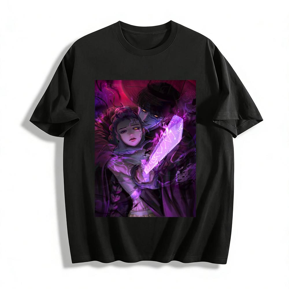

Dark Chinese Style Spooky Couple Print T-Shirt Trendy Anime National Style Casual Top Pure cotton T-shirt XXS