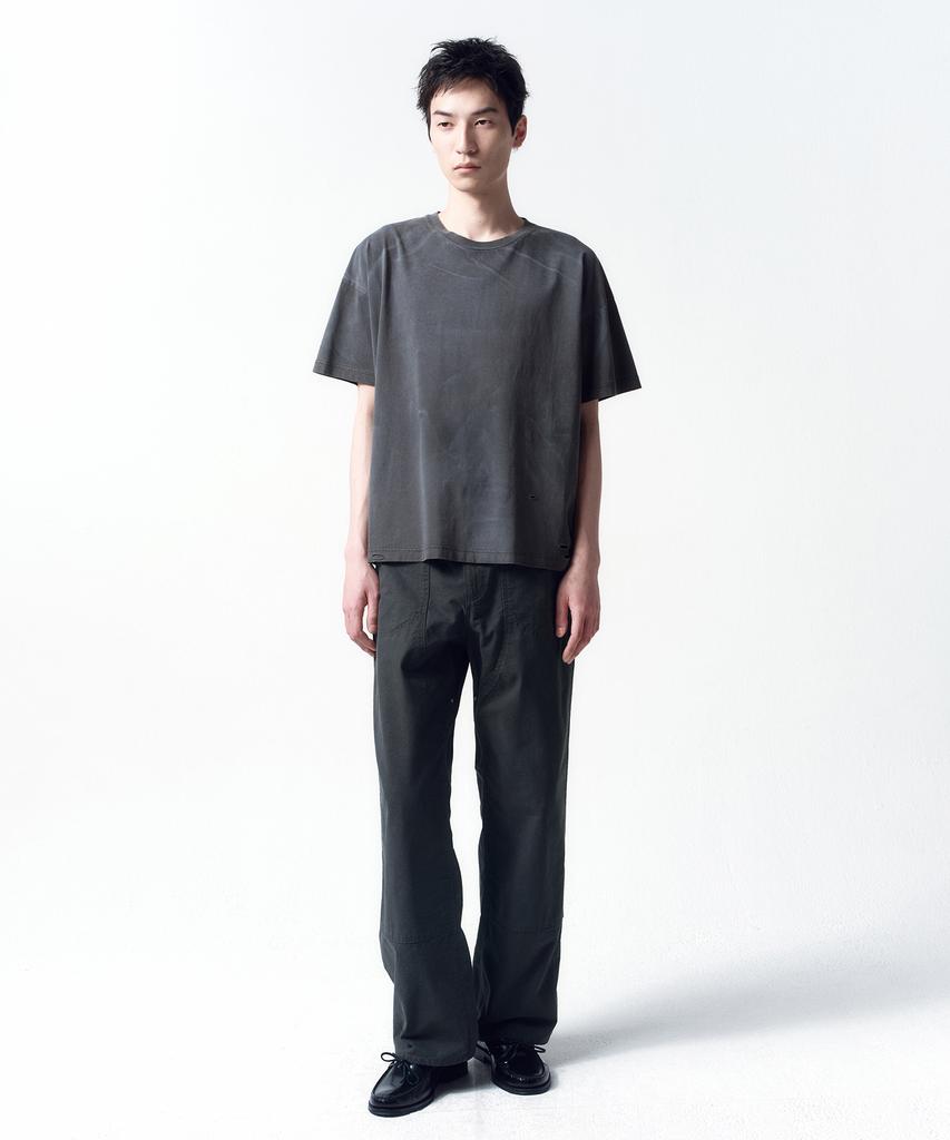 INSILENCE Distressed Crop Boxy T-Shirt Charcoal