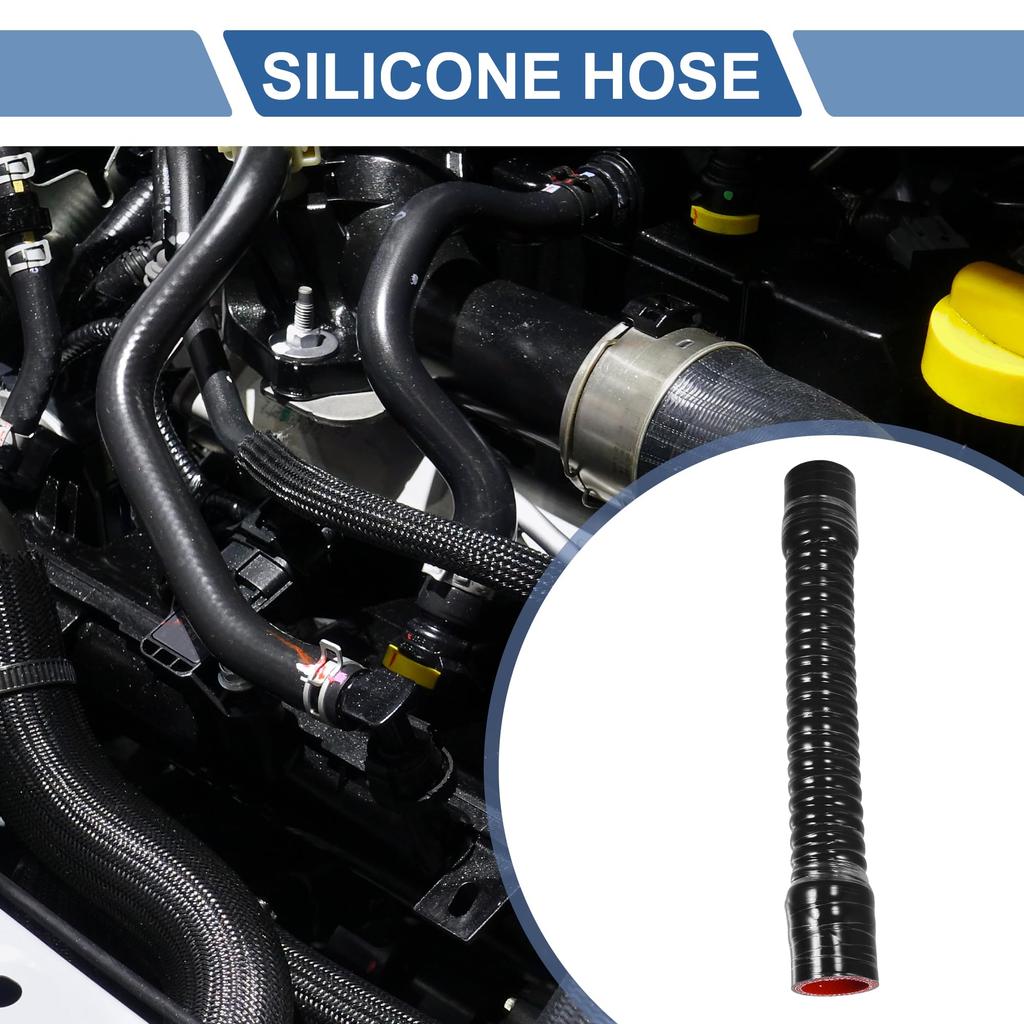 X AUTOHAUX 1pcs 32mm 1.26" ID 300mm 11.81" Length 0° Black Red Car Thread Silicone Hose Hose Universal