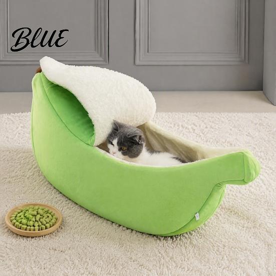 Decorative Pet Furniture for Home Banana Cat Bed Plush Cave Bed with Lid Fleece Lined Cozy Lid Hideaway Warm Semi Enclosed Cats Small Dogs,