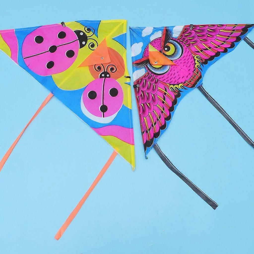 10 Pcs 60cm Brim Windproof Silk Kite Outdoor Flying Toys Funny Triangle Kite Without Cord for Children Park Garden Games Supplies (Random Style)