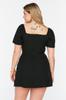 Women's Style Plus Size Black Woven Gathering and Cutout Detailed Dress