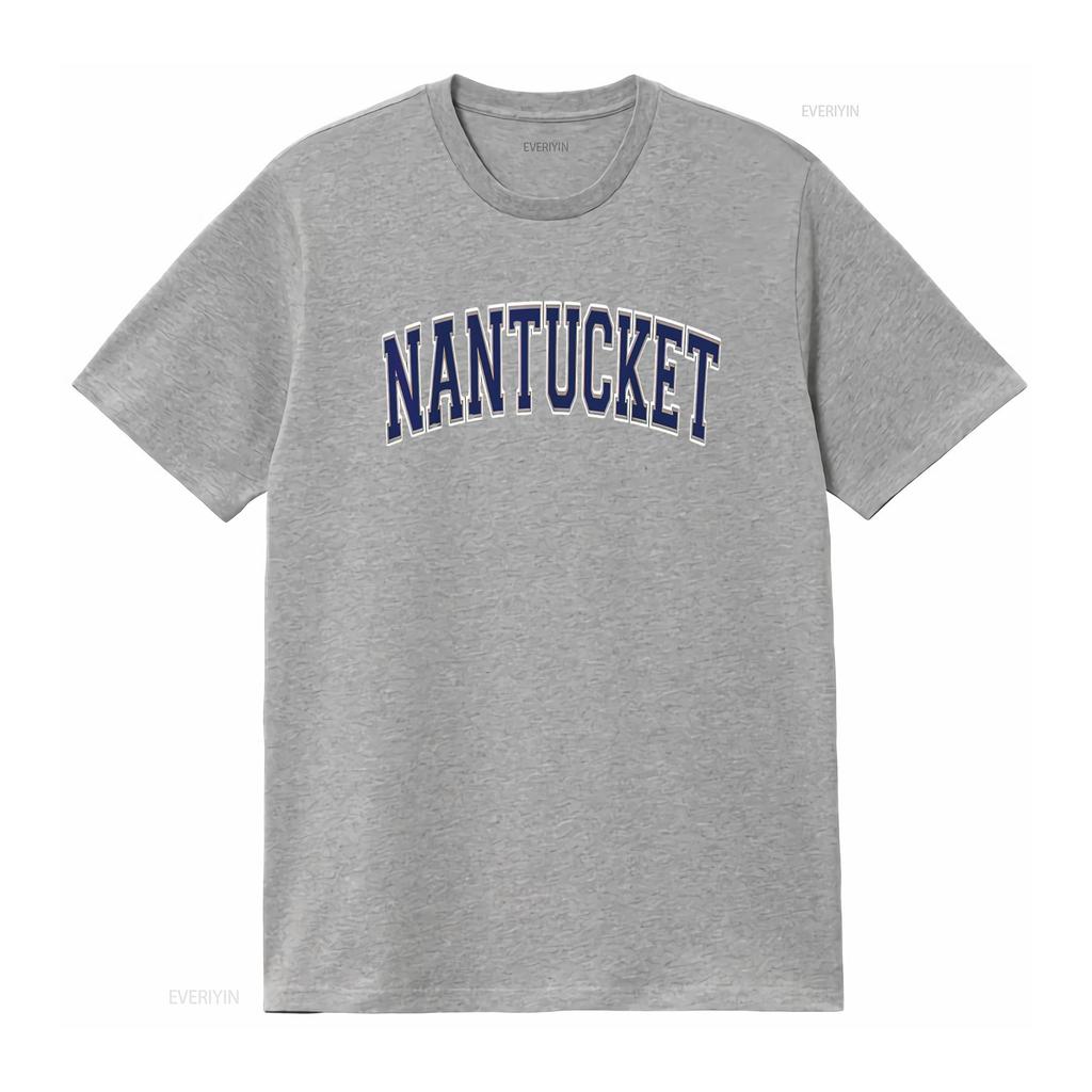 Mens Nantucket Arched Dark Blue Text T Shirt vintage Washed Breathable graphic Slightly Soft Top For Everyday Wear Casual