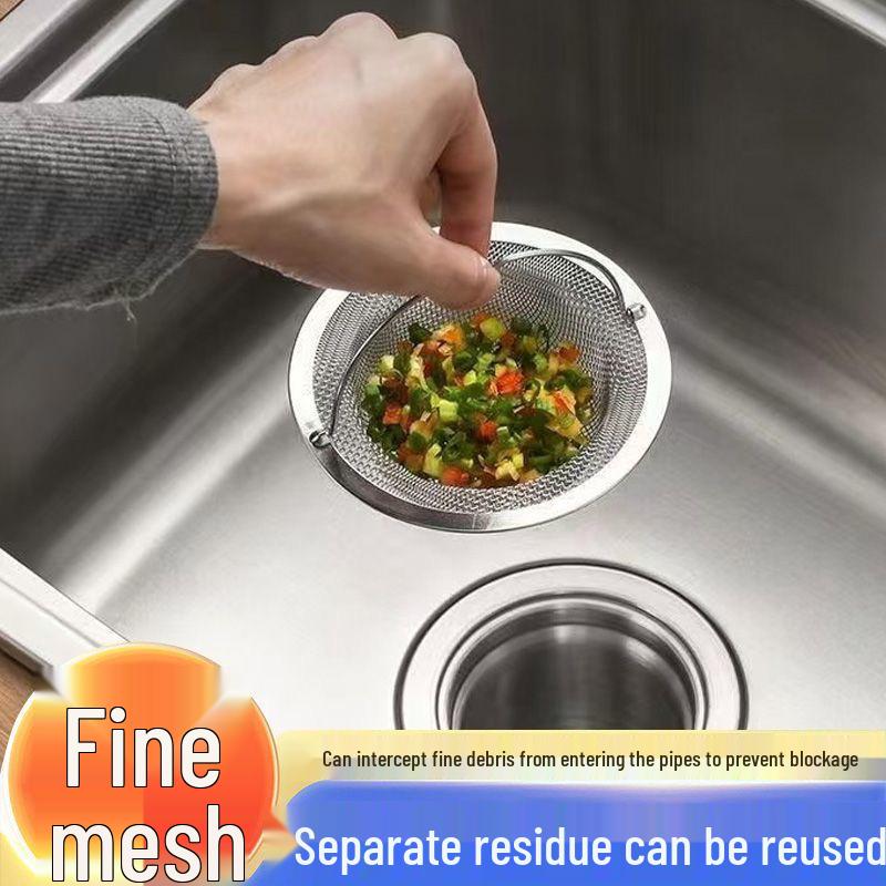 Universal Stainless Steel Kitchen Sink Strainer: Filter Mesh for Vegetable Washing, Dishwashing, and Garbage Drain.