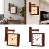 Holz Quadratische Uhr, Modern Kreatives Design Tickenlos Doppelseitige Uhr, Wanduhr für Hotel