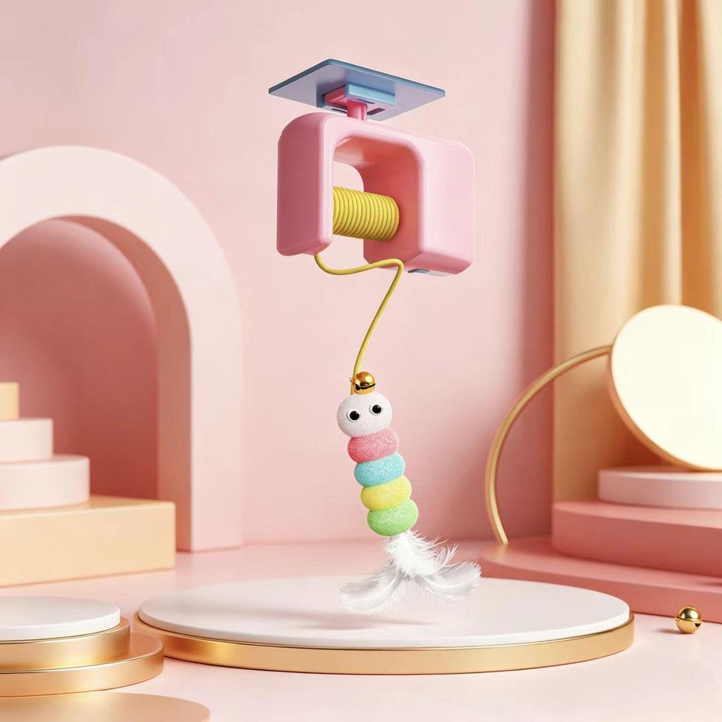 Interactive Electric Cat Toy with Hanging Teaser Stick and Elastic Rope