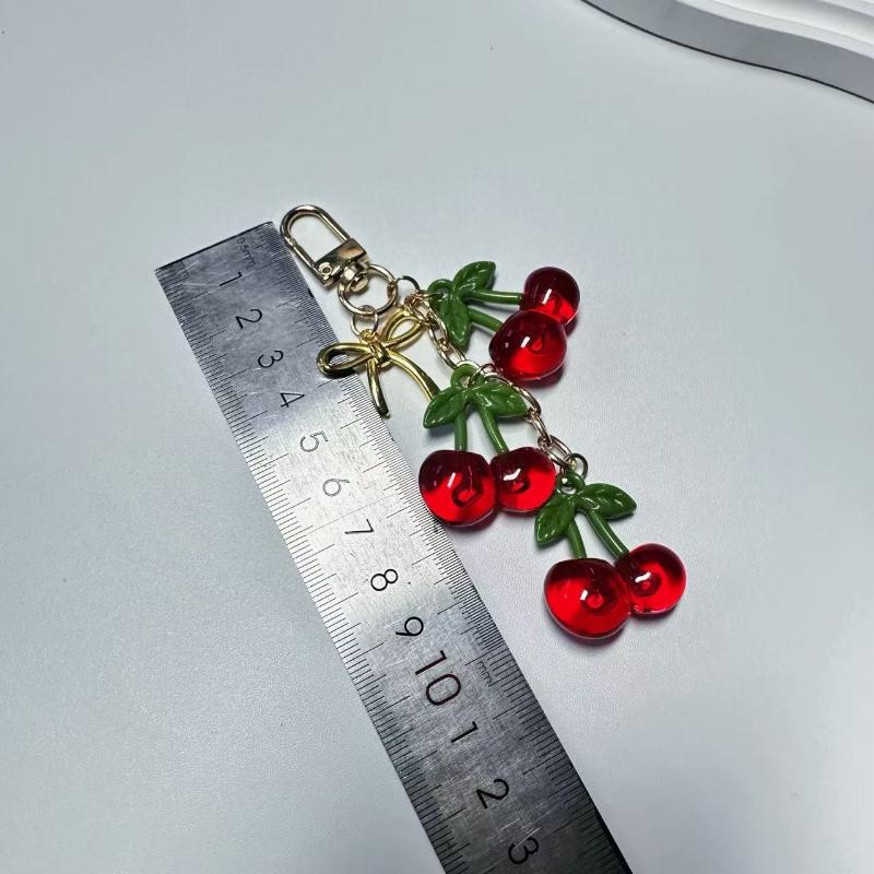 Y2K Simulation Cherry Fruit Keychain Korean Fresh Sweet Keyring  Women Bag Pendant Key Hanging Decoration Girl Gifts