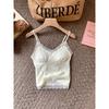 Fleece thickened thermal sling vest women's autumn and winter beauty back suit with bottoming shirt with chest pad lace top