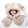 Cute hairy hat winter ladies tide bear vest integrated cold protection thickened winter hat warm shawl
