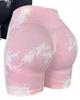 European & American Tie-Dye High-Waist Quick-Dry Yoga Shorts: Seamless, Elastic, Hip-Lifting, Fitness-Ready