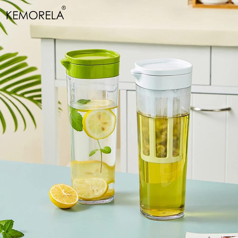 1 Stück 1100ml Tragbare Filterkaffeekanne Kühlschrank Kalt extrahierende Kaffeekanne Obst-Teeflasche mit Sieb Picknick Camping Getränk