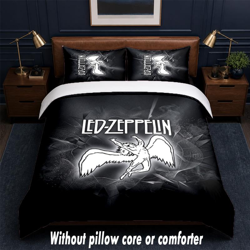Set Biancheria da Letto Design Led Zeppelin 1 Copripiumino + 2 Federe Morbido Traspirante Biancheria da Letto per la Casa