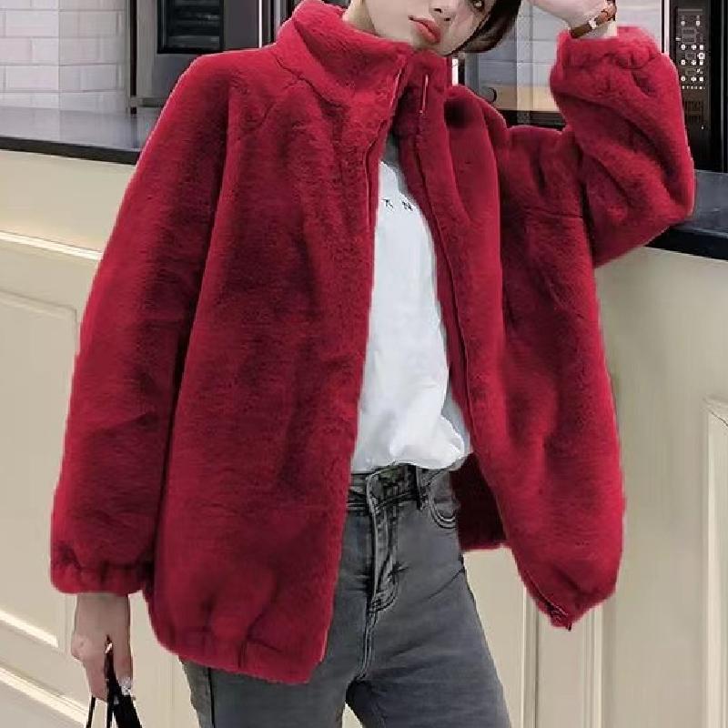 

2024 Осень и зима Новый утолщенный кардиган на молнии Толстовка для отдыха на открытом воздухе Свободная повседневная куртка 3XL вино красного