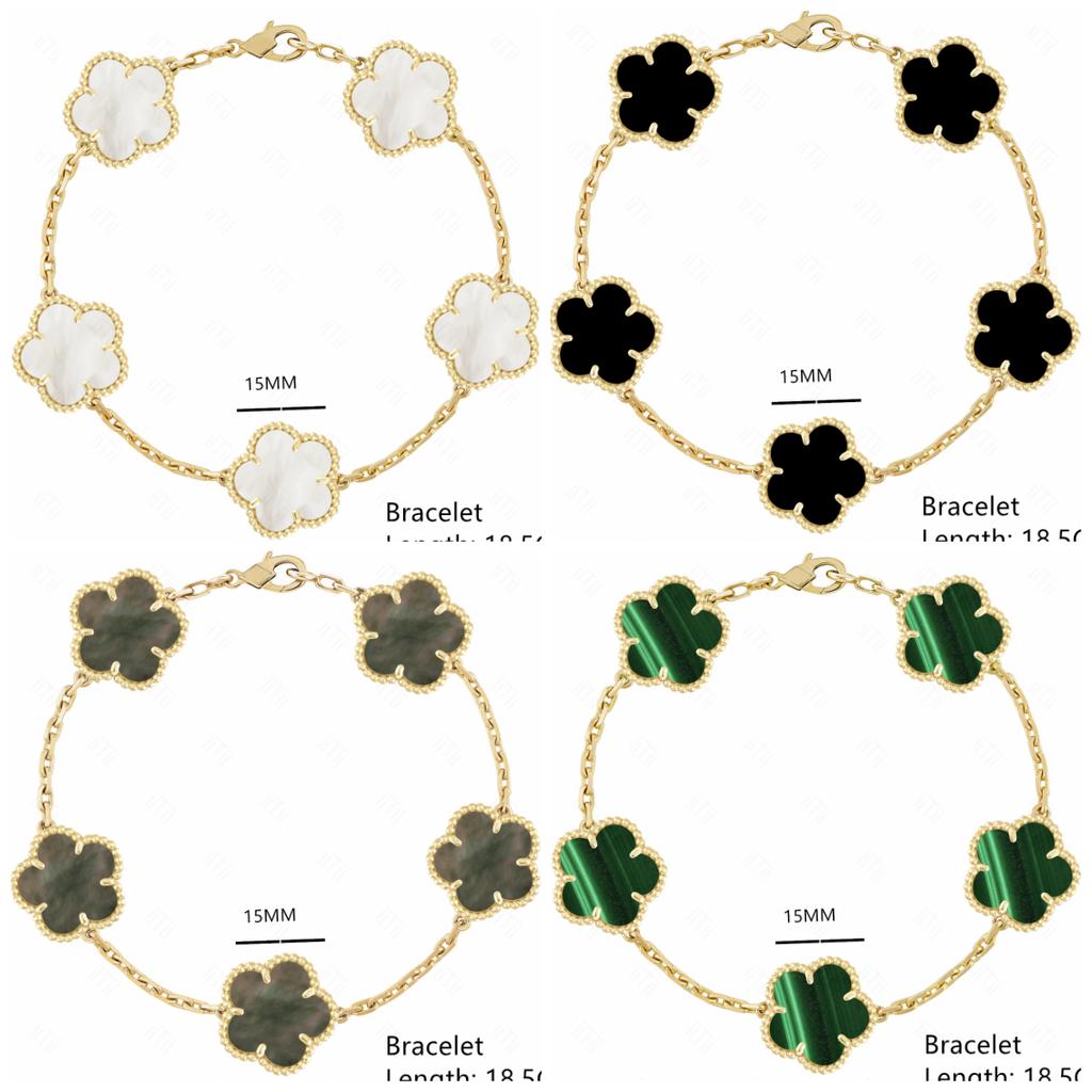 Høykvalitets Mote Merke Gull Sølv Lykkeblomst Kløver Perlemor Armbånd Kvinners Naturstein Hot Sale