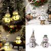 Pack of 2 Christmas Snowman Ornament with Knitted Hat and Scarve Decorative LED Lights Holiday Decoration Accessories