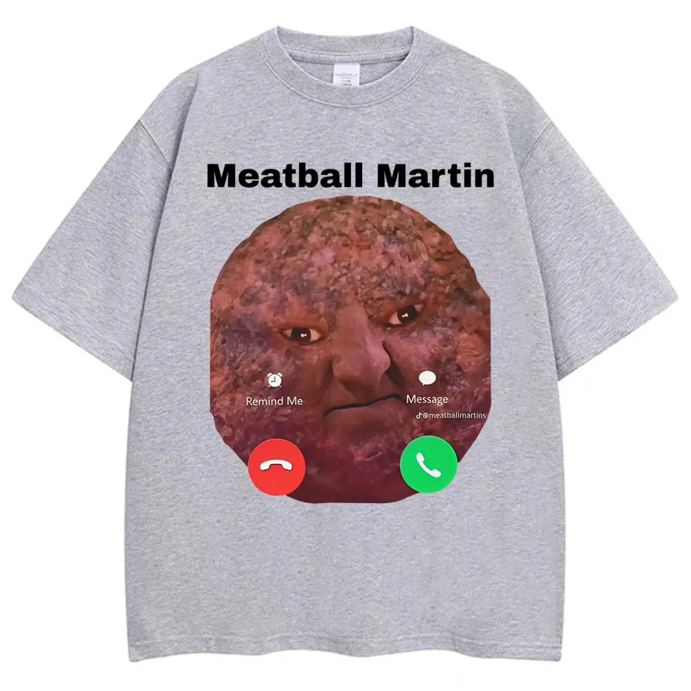 Funny Meatball Martin T-shirt for Womenunisex Humorous Retro Summer Casual Oversized T-shirt Casual Breathable Top