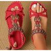 Sandali Bohemien con Perline Donna Punta Aperta Cinturino Elastico Scarpe Casual Estive