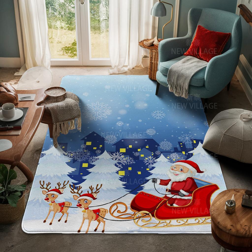 House Entrance Carpet Home Door Mat Living Room Bath Foot Bathroom Non-slip Water Absorption Rugs Bath Merry Christmas Winter