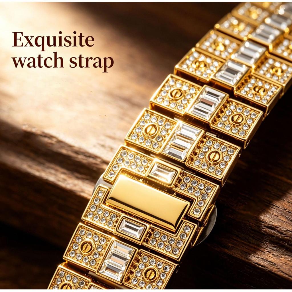Mens Iced Out Watch Square Full Diamond Quartz Wrist Watch with Luminous Hands Date Waterproof Hip Hop Style