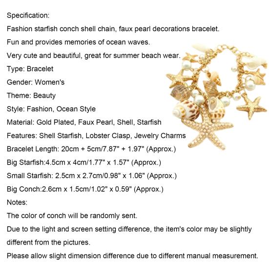 Beach Bracelet Cute Adjustable Ocean Multi-style Chain Beach Bracelet