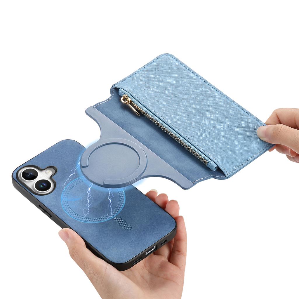 CASENEO For iPhone 16 Case Cross Texture Leather Detachable Magnetic Phone Cover