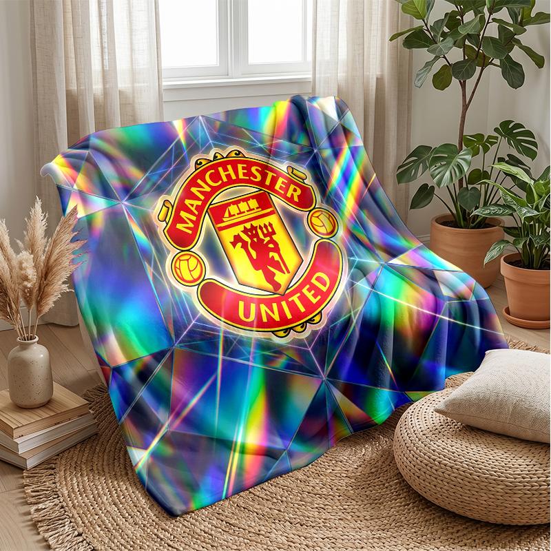 Manchester United Theme Blanket Soft Flannel Blanket Plush Throw Blanket Cozy Sofa Bed Blanket for Home Decor