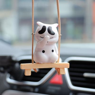 Creative Cartoon Cat Sitting On Stool Swing Car Pendant Car Rearview Mirror Decoration Accessories Cute Funny